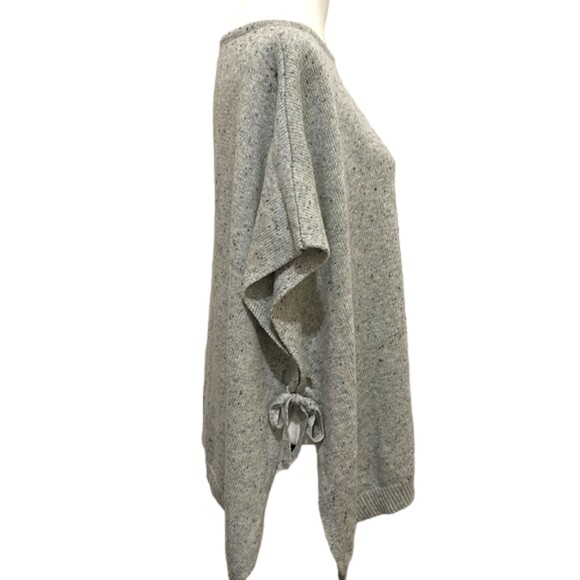 Ann Taylor Poncho Womens Small Pullover Gray Slouchy Slub Tie Sides Spring Layer - Picture 5 of 11